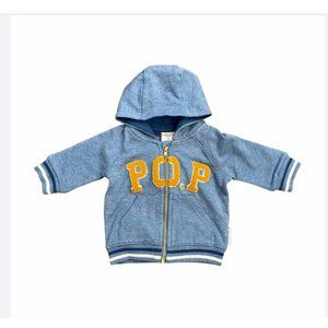 PO.P Blue Zip-Up Hoodie: Size 56 or 1-2mos